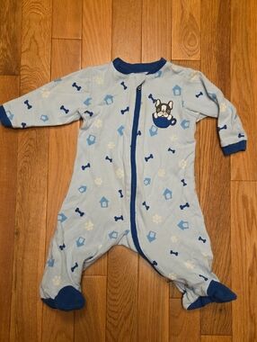 5/$20 Tuffy 3M Blue Puppy Dog Print Onsie Footed Pajamas Sleeper